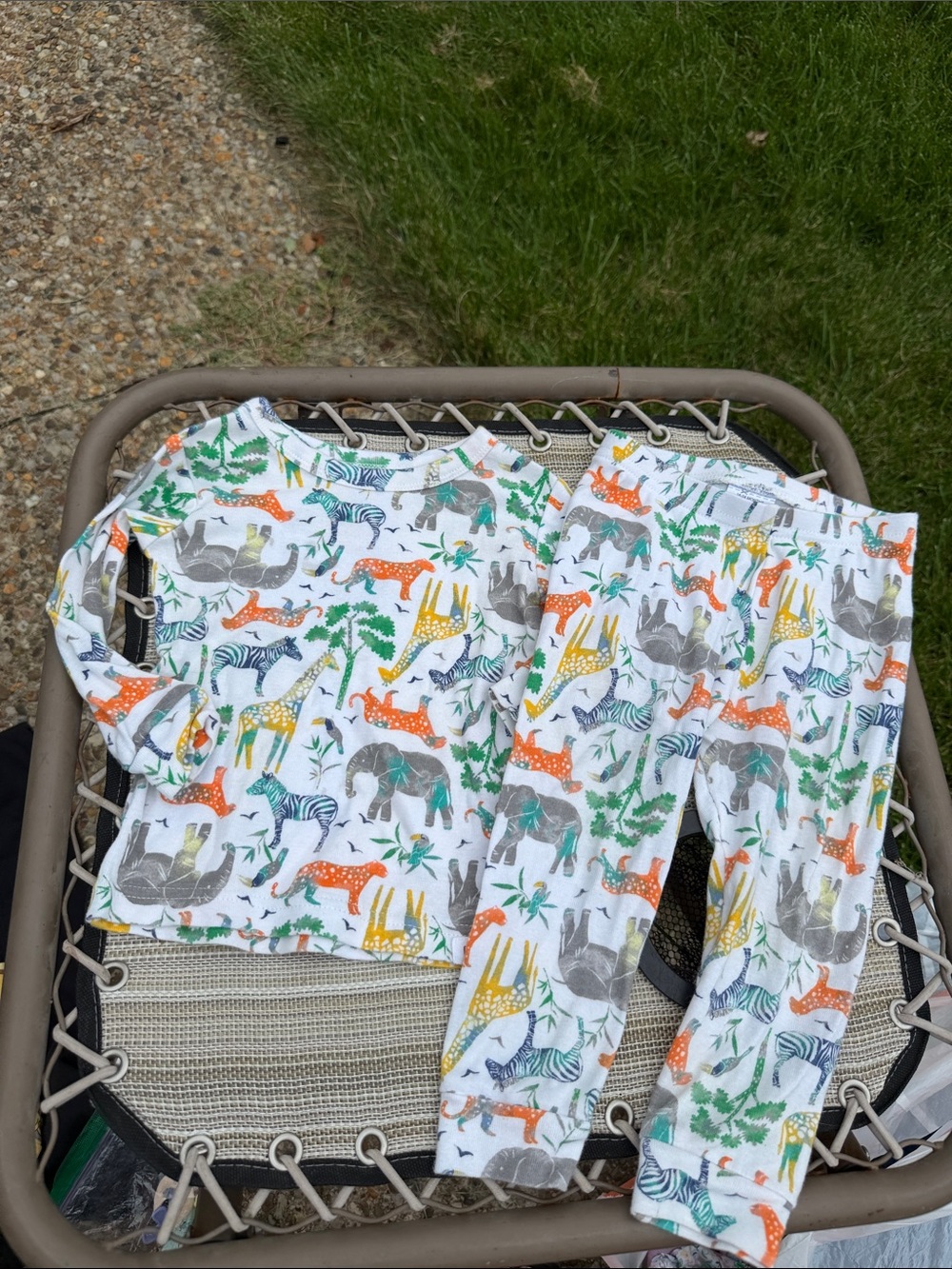 GAP White Kids Pajama Set with Multicolor Safari Animals